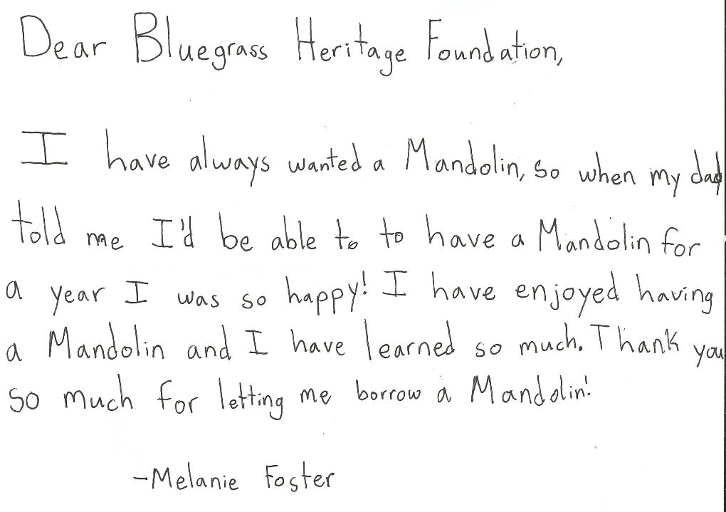 Thanks from Melanie