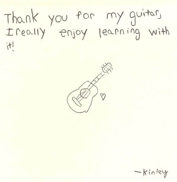 Kinley's thank-you note