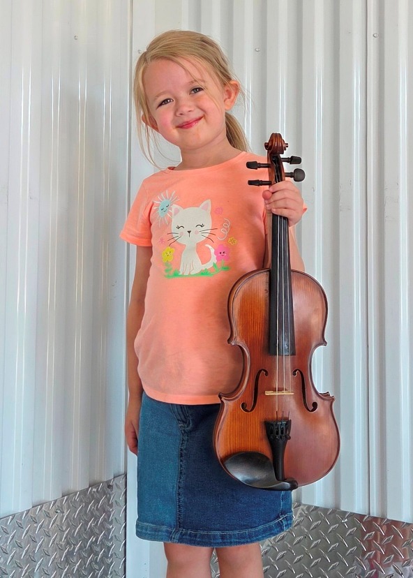 Norah H is excited to learn fiddle!  (Aug 2025)