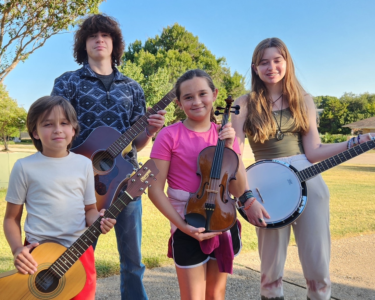 Greyson, Adrian, Sophia, and Hailey - a new family band?! (Aug 2023)