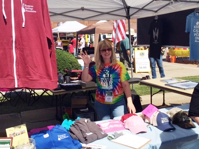 Julie Tompkins at the BHF booth in Burleson 10-8-2016. Photo by Mark Porter.