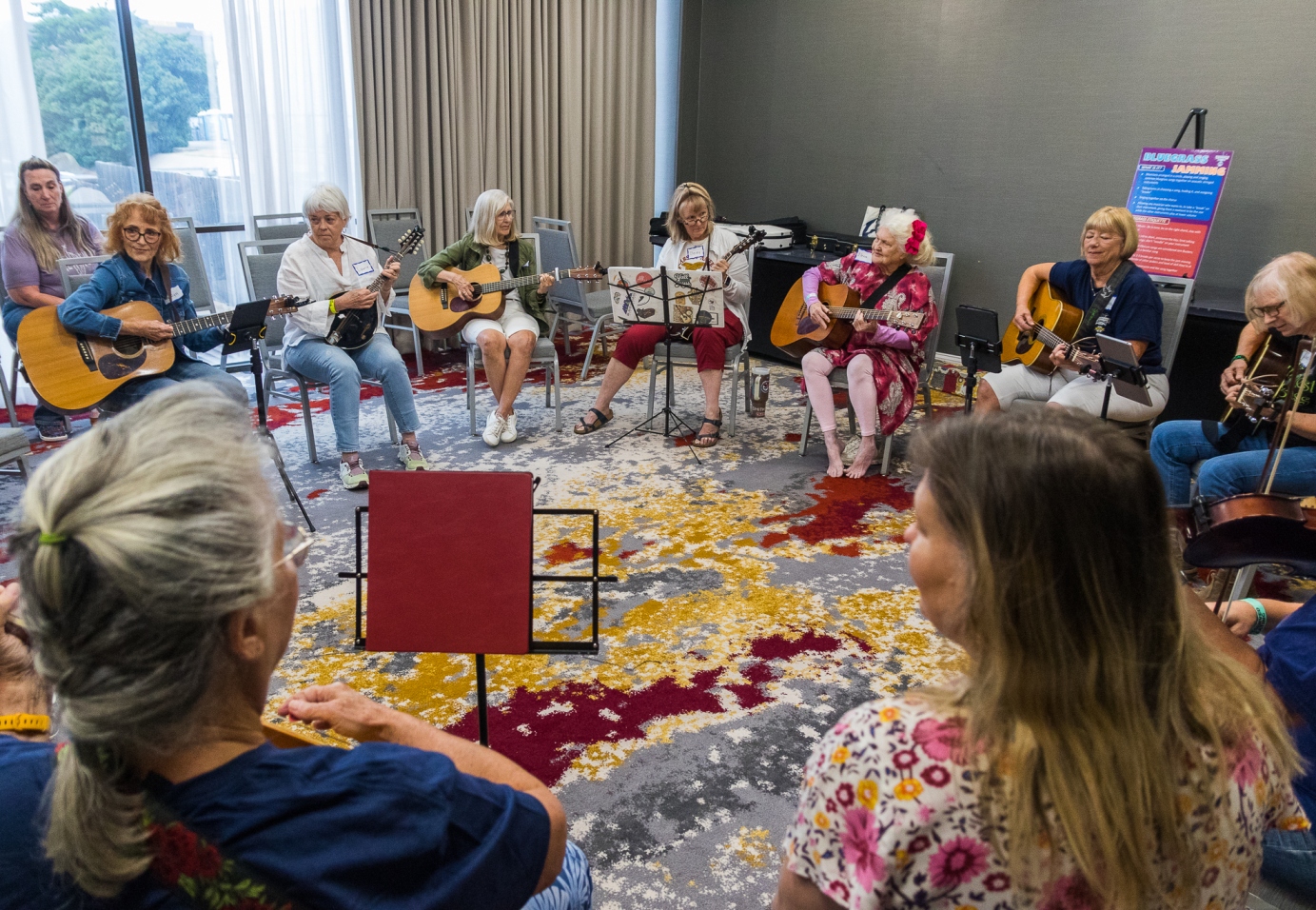 Ladies-Only Jam at Farmers Branch Bluegrass Festival 2025 (by Nate Dalzell)