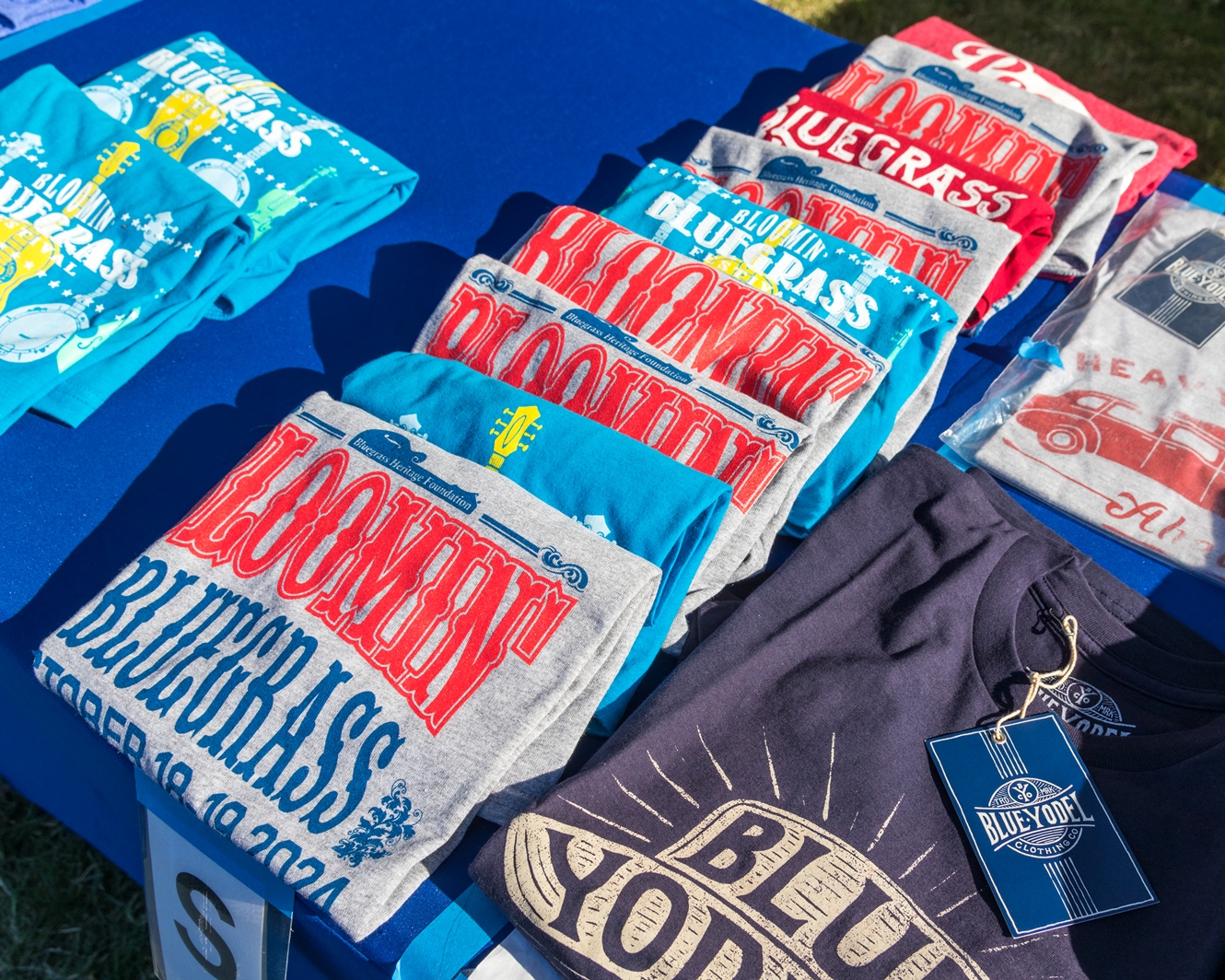 Official Bloomin Bluegrass 2024 t-shirts (by Nate Dalzell)