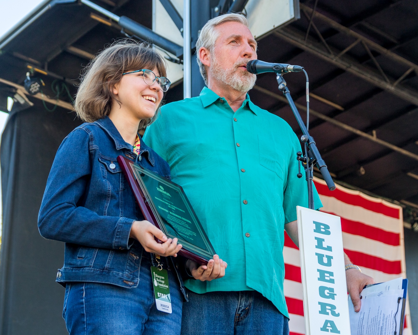 Jessica Tompkins and Alan Tompkins at Bloomin Bluegrass 2024 (by Nate Dalzell)