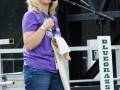 Guest M/C Julie Tompkins at Bloomin' Bluegrass Festival 2015. Photo by Bob Compere