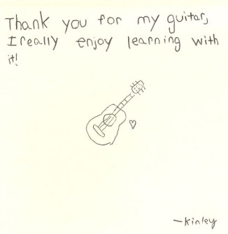 Kinley's thank-you note