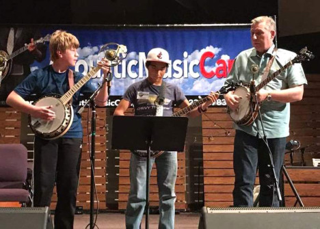 Mace Fain & Brian Janvier on stage at Acoustic Music Camp 2017