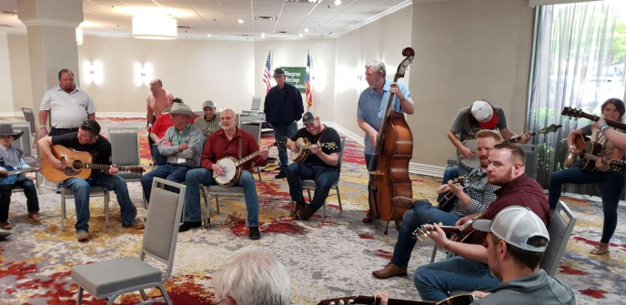 Fan jam with Lonesome River Band at Bluegrass Heritage Festival 2021 (by Chris Jones)