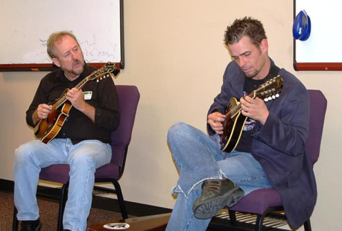 Gerald Jones and Wes Schutes mandolin workshop at Bluegrass Heritage Festival 2009 9-19-09