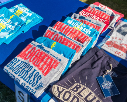 Official Bloomin Bluegrass 2024 t-shirts (by Nate Dalzell)