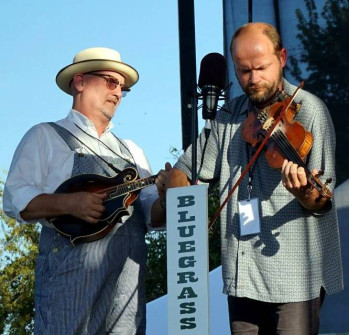 Mike Compton & Shadd Cobb of Helen Highwater at Bloomin' Bluegrass Festival 2015. Photo by Bob Compere