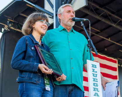Jessica Tompkins and Alan Tompkins at Bloomin Bluegrass 2024 (by Nate Dalzell)