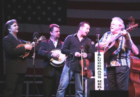 The Traveling McCourys with Peter Rowan at Bloomin' Bluegrass 2012. Photo courtesy of Derrick Birdsall.