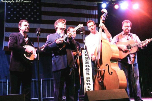 Traveling McCourys with Dan Tyminski at Bloomin' Bluegrass 2010. Photo by Bob Compere.