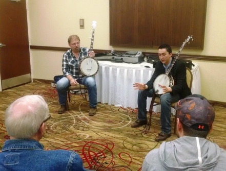 Ron Stewart and Luke Munday teach the Banjo Workshop at Lone Star Fest 2015.