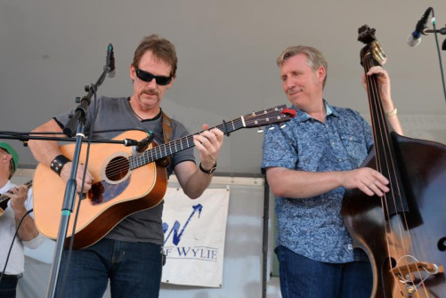 Brad Davis & Alan Tompkins, playing with Texas & Tennessee, at the Wylie Jubilee - Saturday July 5, 2014.  Photo courtesy Craig Kelly.