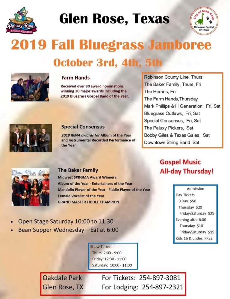 Glen Rose 2019 Fall Bluegrass Jamboree