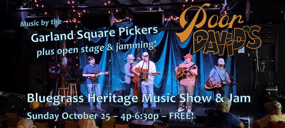 Bluegrass Heritage Music Show & Jam at Poor David's Pub 10-25-2026